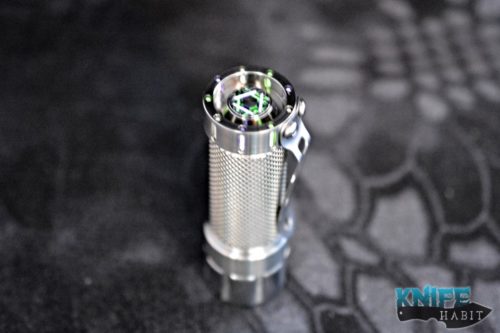 custom tain azco ti 16340 flashlight, white green purple tritium