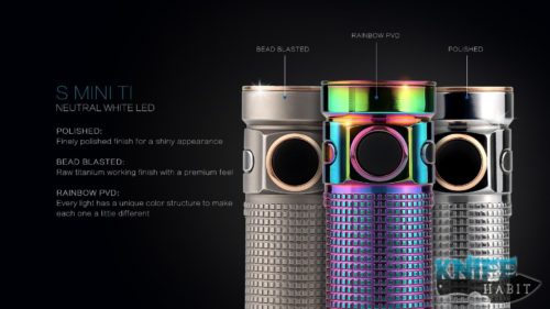 Olight S Mini limited edition flashlights for sale, copper, rainbow titanium, polished ti