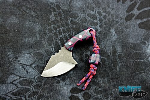 borras kustom designs mini skinner knife, purple pink resin handle, s35vn blade steel