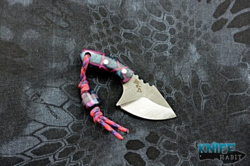 borras kustom designs mini skinner knife, purple pink resin handle, s35vn blade steel