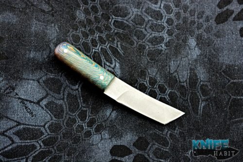 custom mini foodog knife, 1/4 sawn sycamore handle, s35vn blade steel