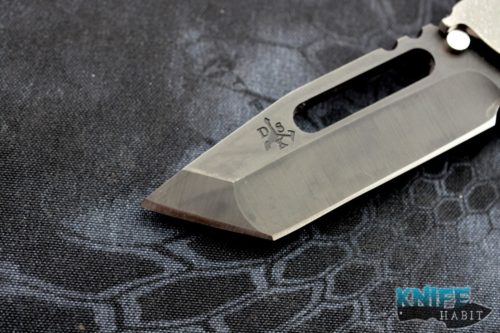 custom dsk tactical kickstand gen 2 knife, stonewashed angle milled titanium, black cpm-154 blade steel