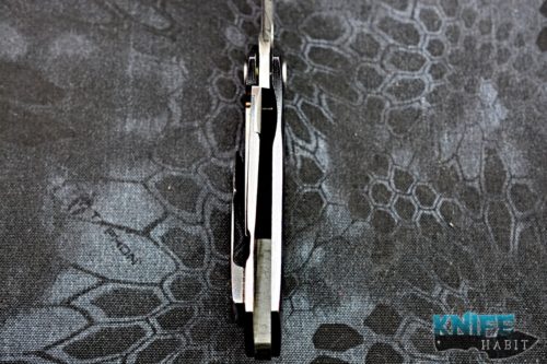 custom sergey rogovets mini fmj knife, black timascus frame, mike norris damascus blade, zirconium back spacer