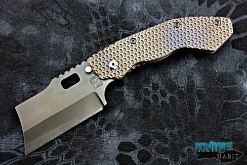 custom trouble blades debt collector knife, 911 pattern, titanium handle, blackout cruwear steel blade