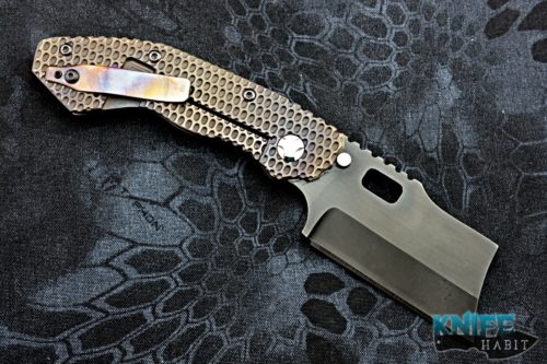 custom trouble blades debt collector knife, 911 pattern, titanium handle, blackout cruwear steel blade