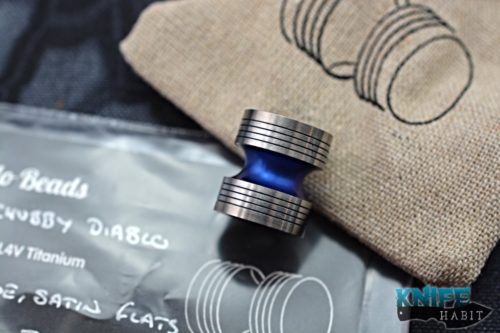 custom chris warden chubby diablo bead, blue anodized, titanium