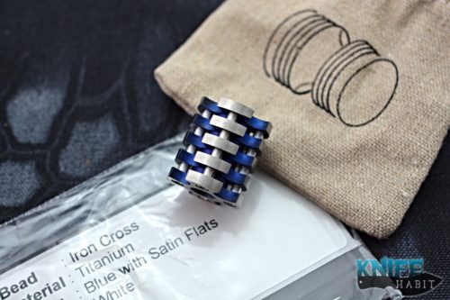 custom chris warden iron cross tritium diablo bead, blue titanium