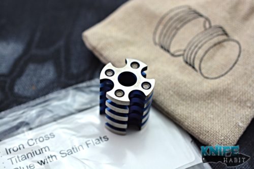 custom chris warden iron cross tritium diablo bead, blue titanium