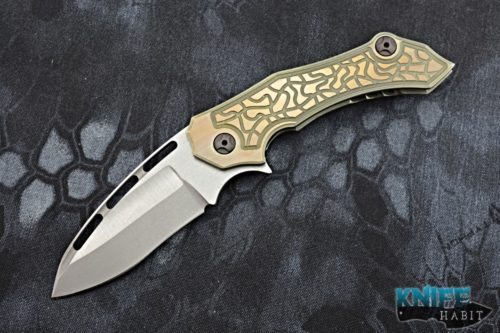 custom mikkel willumsen maddog knife, green milled, bronzed