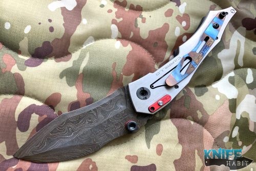 custom dwain carrillo m250 scout cobra damscus blade ubolt folding knife