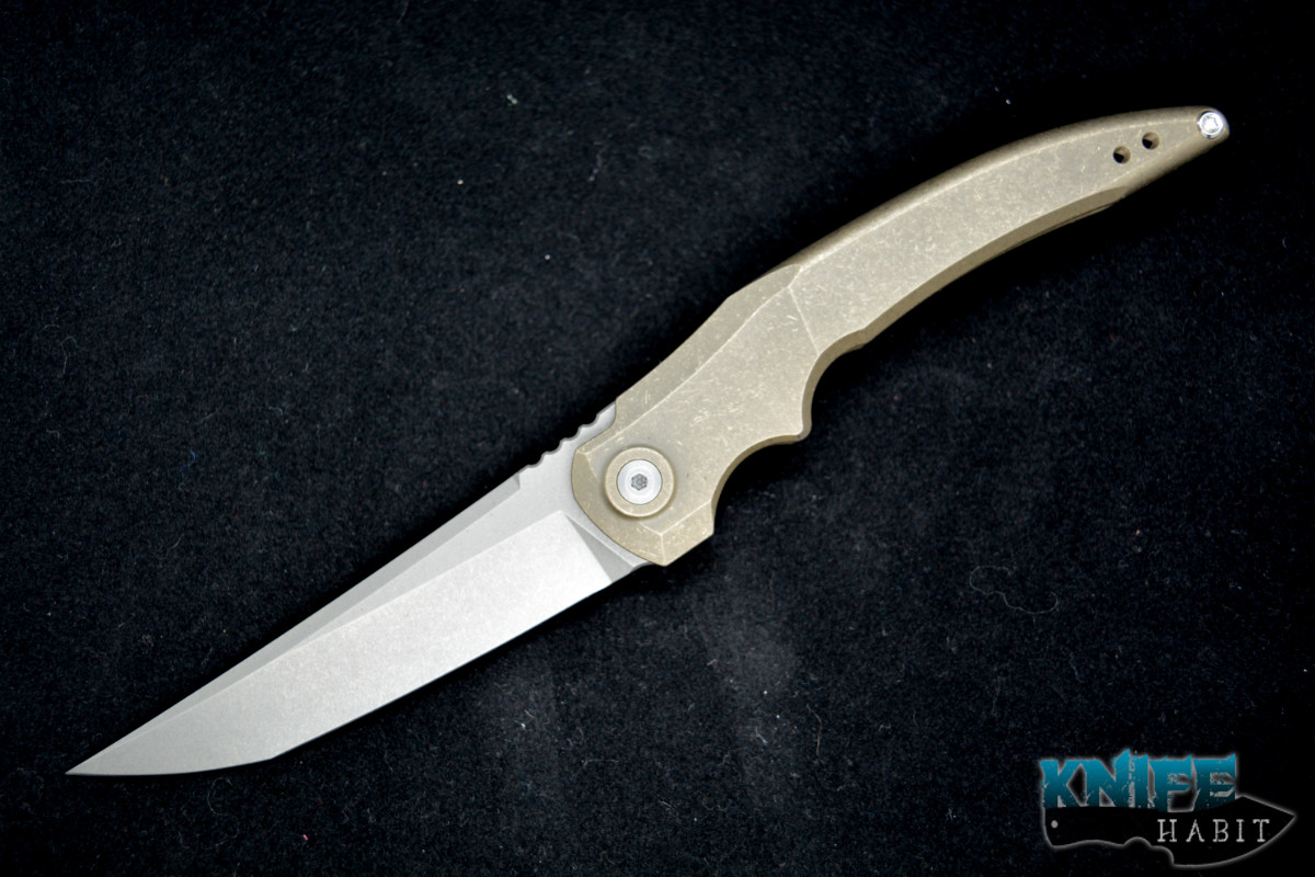 custom jake hoback knives sliver bronze folding knife