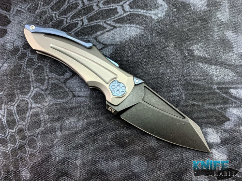 custom jake hoback sumo with black dlc blade and blue accents knife
